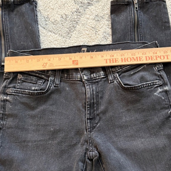 7 For All Mankind Roxanne Black Wash Skinny Zipper Ankle Jeans Womens Size 28 - Picture 7 of 8